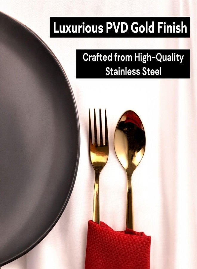 Exclusivish Cutlery Set for Dining Table (Set of 12, Stainless Steel PVD Gold Spoons - 6 & Forks - 6), Kitchen Utensils, 100% Food Grade, Non-Toxic, Anti-Rust, Dishwasher Safe, Ideal Gifting Set - Image 2